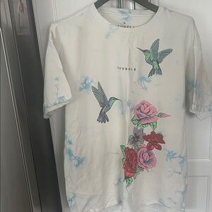YoungLA White and Blue Tie-Dye Hummingbird Tee